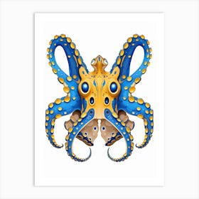 Blue Ringed Octopus Illustration 16 Art Print