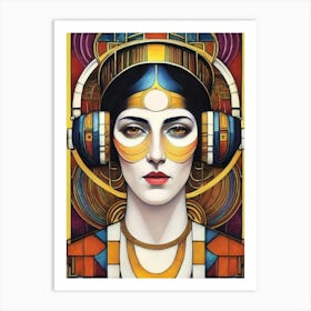 Woman With Headphones 23 Art Print