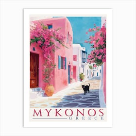 Mykonos Greece Vintage Travel Poster Art Print