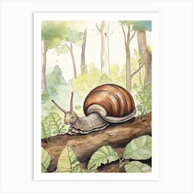 Storybook Animal Watercolour Snail Art Print