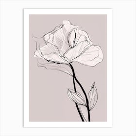 Gladioli Line Art Flowers Illustration Neutral 9 Art Print