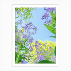 Blue Sky With Purple Flowers Art Print