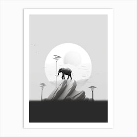 Elephant In The Moonlight Art Print