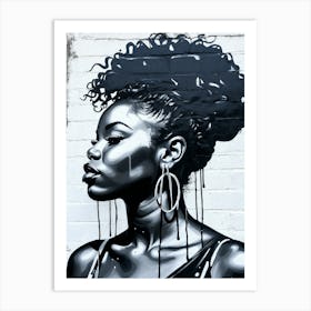 Graffiti Mural Of Beautiful Black Woman 86 Art Print