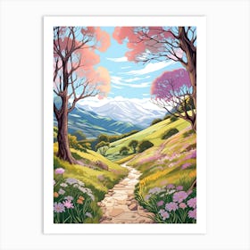 Greenstone And Caples New Zealand Hike Illustration Art Print