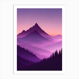 Misty Mountains Vertical Composition In Purple Tone 46 Art Print