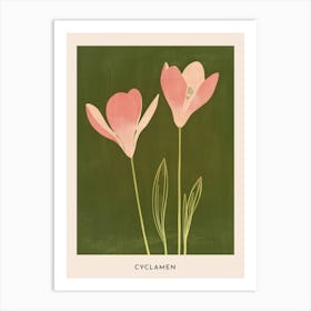 Pink & Green Cyclamen 1 Flower Poster Art Print