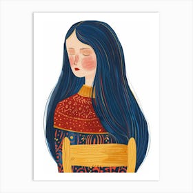 Girl With Blue Hair 13 Art Print