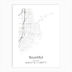 Bountiful,United States Minimalist Map 1 Art Print