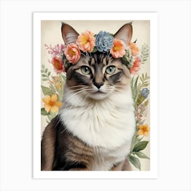 Balinese Javanese Cat With Flower Crown (26) Art Print