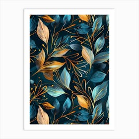 Seamless Pattern With Leaves Art Print