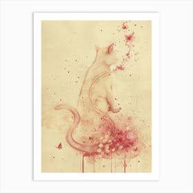 Cat With Flowers 12 Art Print