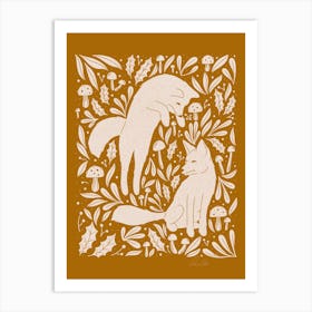 Woodland Foxes Art Print