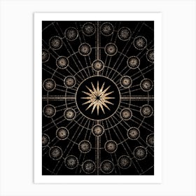 Geometric Glyph Radial Array in Glitter Gold on Black n.0157 Art Print