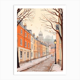 Vintage Winter Travel Illustration Richmond England 1 Art Print