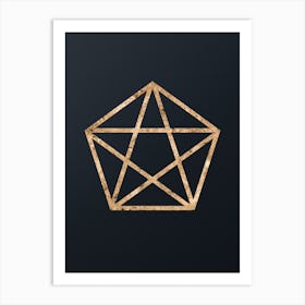 Abstract Geometric Gold Glyph on Dark Teal n.0313 Art Print
