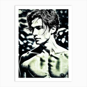 Shadows of Gray: A digital altered photo portrait of a modern Dorian Grey Art Print