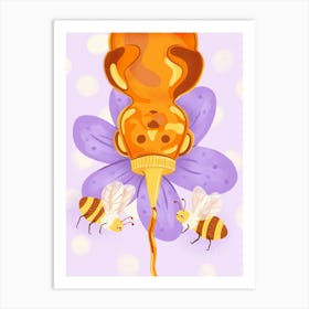 Honeybear and Bees Art Print