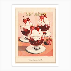 Strawberry Trifle With Jelly Vintage Cookbook Inspired 2 Poster Art Print