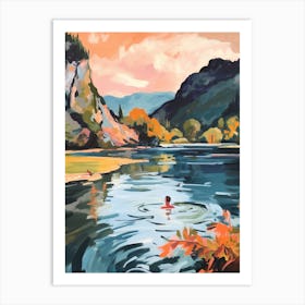 Wild Swimming At Rydal Water Cumbria 2 Art Print