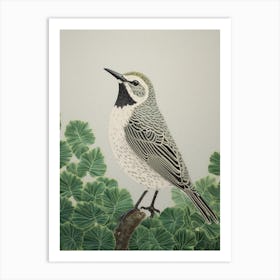 Ohara Koson Inspired Bird Painting Lark 4 Art Print