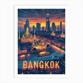 Bangkok City At Night Art Print