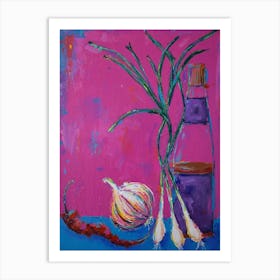 Chilli, Garlic, Spring Onions And Sesame Oil Art Print