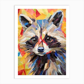 A Curious Raccoon In The Style Of Jasper Johns 3 Art Print