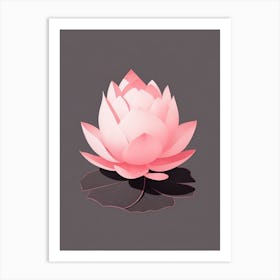 A Pink Lotus In Minimalist Style Vertical Composition 78 Art Print