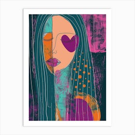 Girl With Heart Art Print