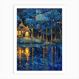 Starry Night By The Lake Art Print