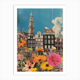 Amsterdam   Floral Retro Collage Style 1 Art Print
