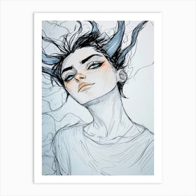 Girl With Horns Art Print