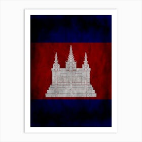 Cambodia Flag Texture Art Print