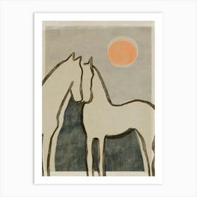 Horses At Sunset Art Print