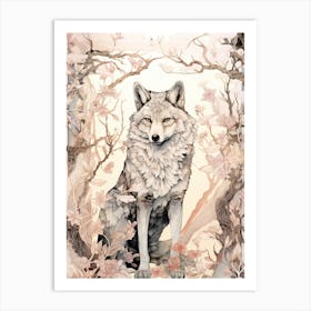 Indian Wolf Vintage Painting 2 Art Print