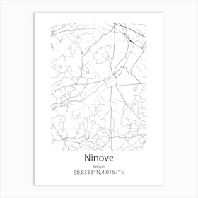 Ninove,Belgium Minimalist Map Art Print