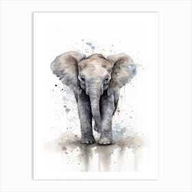 Baby Elephant Watercolour Nursery 2 Art Print
