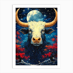Bull At Night Art Print