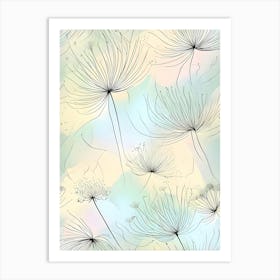 A Moment of Tranquility: Dandelion Seeds Suspended in a Peaceful Sky Art Print