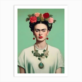 Mint Green Frida Kahlo Painting Art Print