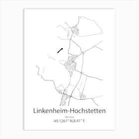 Linkenheim Hochstetten,Germany Minimalist Map Art Print