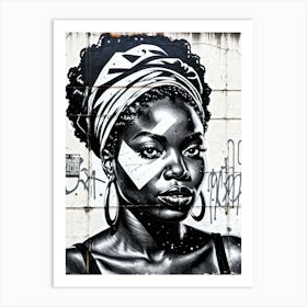 Vintage Graffiti Mural Of Beautiful Black Woman 121 Art Print