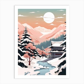 Retro Winter Illustration Nagano Japan 1 Art Print