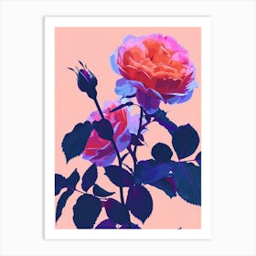 English Roses Painting Rose Silhouette 1 Art Print