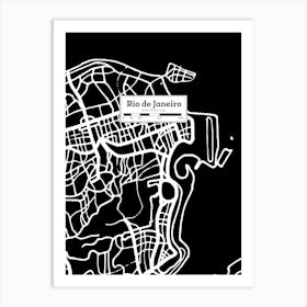 El Rio De Janeiro — Hand-drawn map, vector black map Art Print