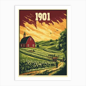 Aihrgdesign A Retro Poster Of A Peaceful 1901 Countryside Wit 82ca8c14 E48a 44cf 82e4 8745ff1724e0 3 Art Print