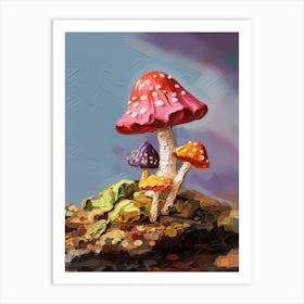 Mushrooms Oil Painting 2 Art Print