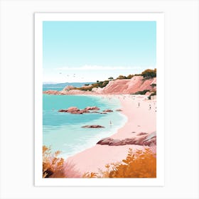 An Illustration In Pink Tones Of Palombaggia Beach Corsica 2 Art Print