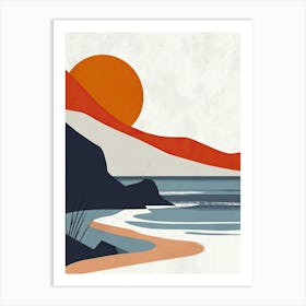 Sunset At The Beach, Scandinavian Simplicity 2 Art Print